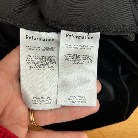 Reformation Adalynn two piece set in black velvet with red rose detail - Picture 12 of 12